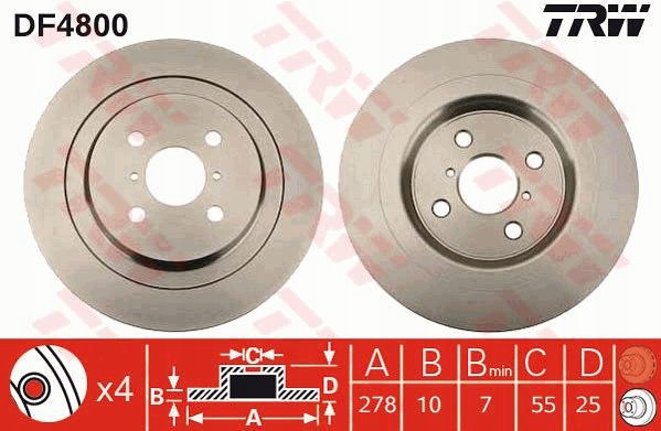 Tarcze hamulcowe TRW TYŁ TOYOTA YARIS 7949931096