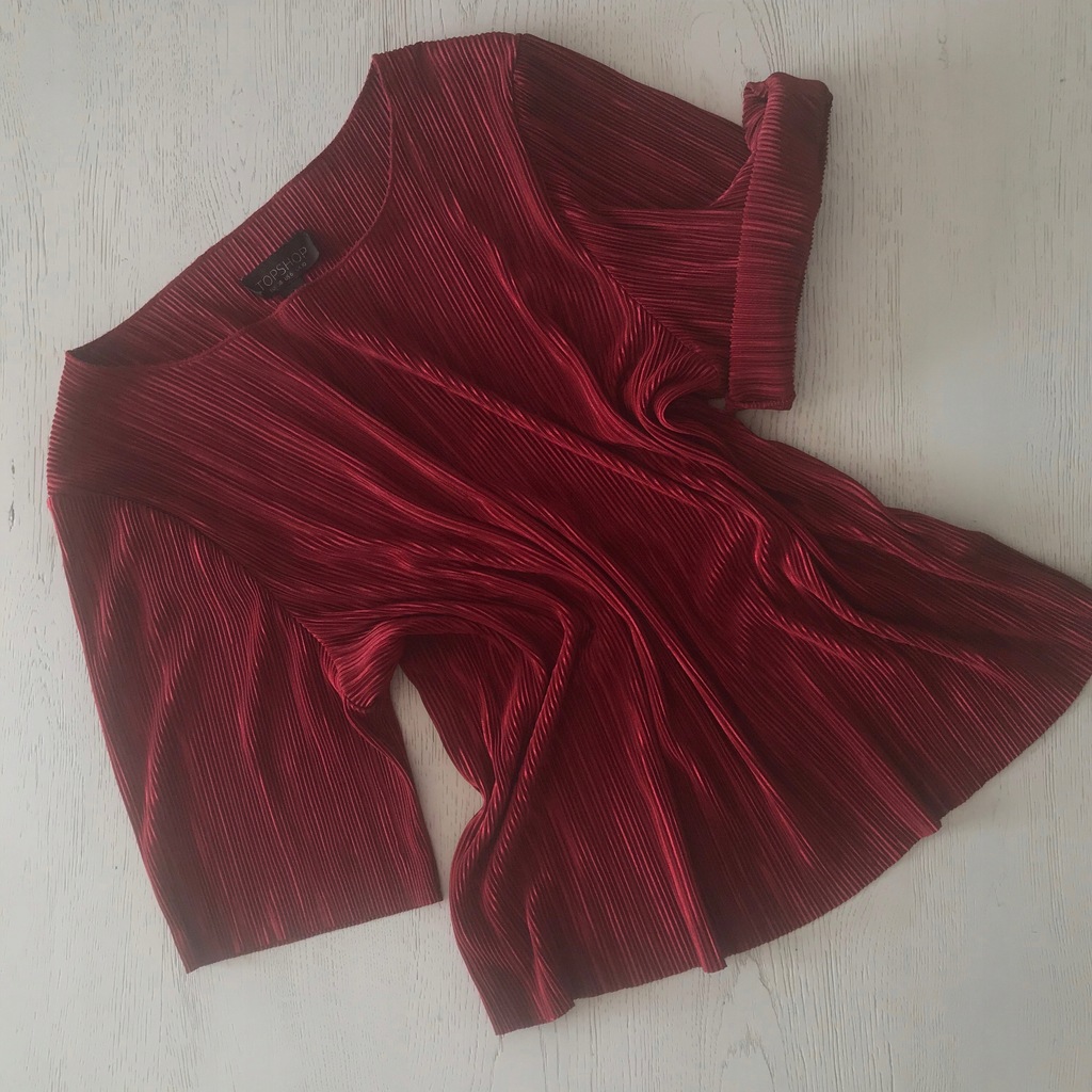 Bordowa plisowana bluzka 38/M Topshop