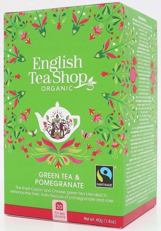 HERBATA ZIELONA Z GRANATEM I PŁATKAMI RÓŻY FAIR TRADE BIO (20 x 2 g) 40 g -