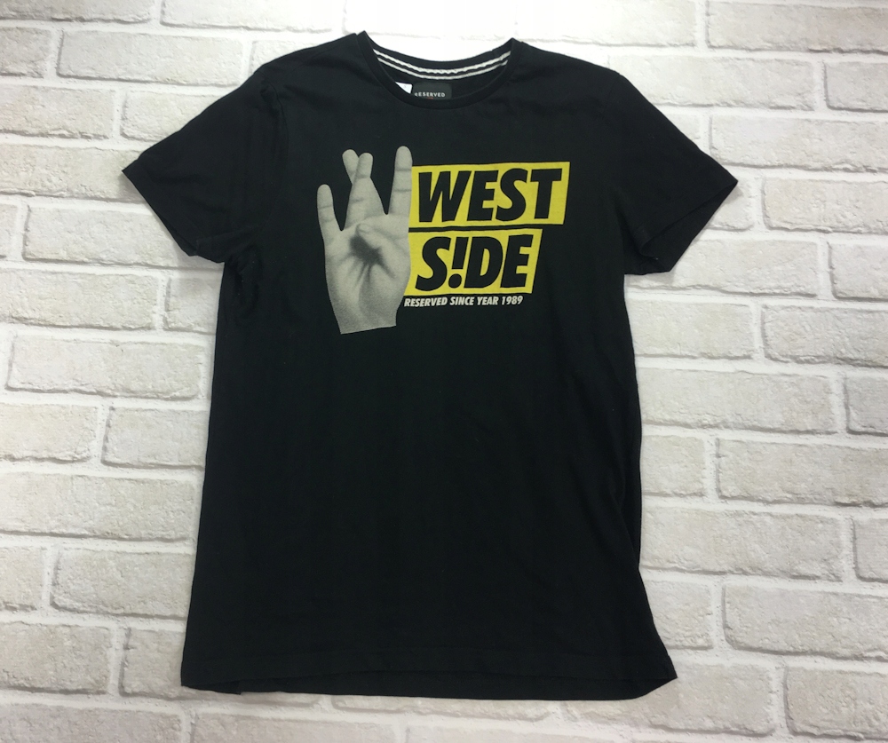 9853 RESERVED black T-SHIRT west SIDE print S