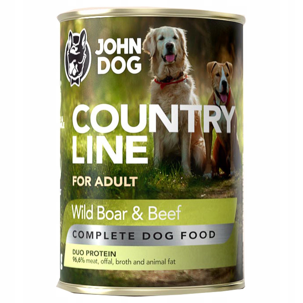 JOHN DOG COUNTRY DZIK I WOŁOWINA 400G BEZBOŻOWA MOKRA KARMA BEZ DROBIU