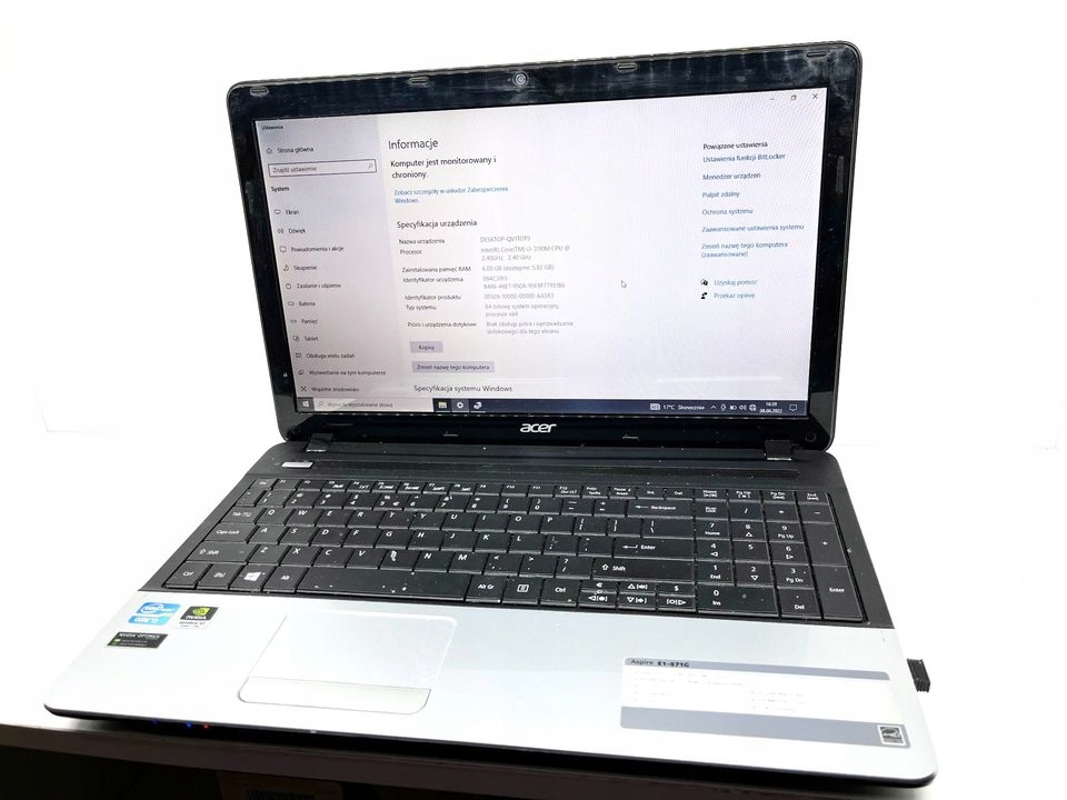 Laptop Acer Aspire E1-571 15,6 i3 / 6GB / 500GB