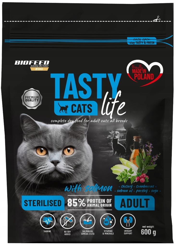 BIOFEED Sucha Tasty Cats Sterilised Salmon 600g