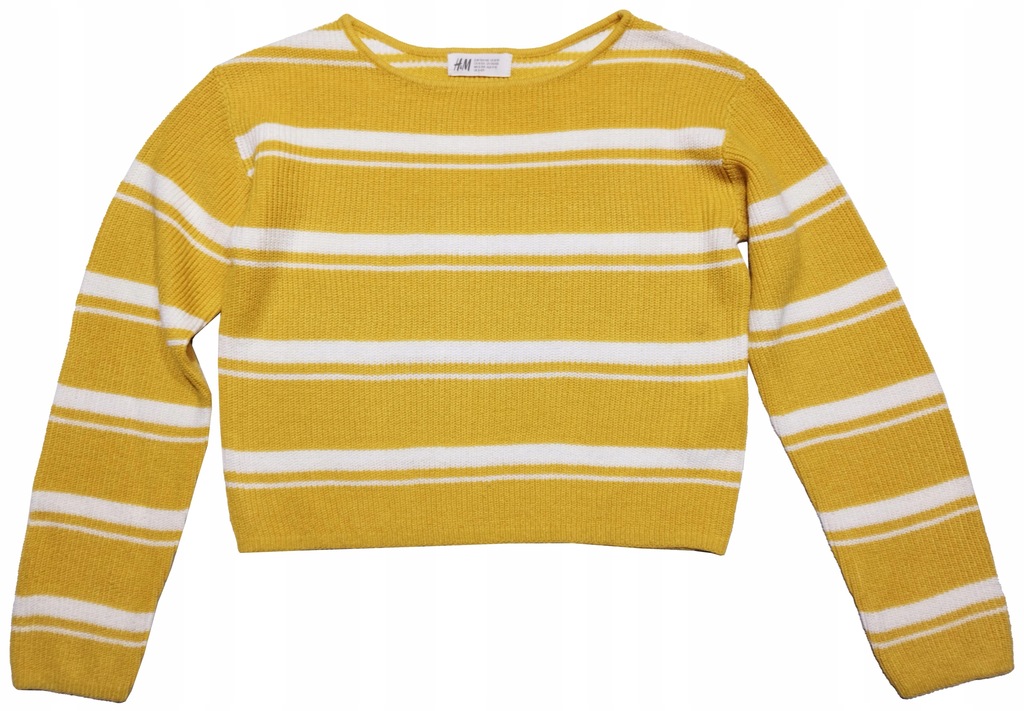 Sweterek dziewczynka H&M żółty w paski 134-140, 9-10 lat
