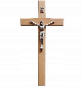 Krzyż wiszący drewniany jasny h21cm - 36178