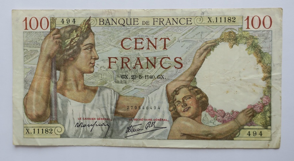 Francja, 100 franków 1940, st. 3/4