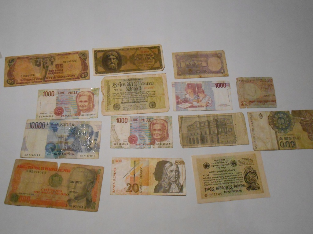 lot starych banknotów 14 szt