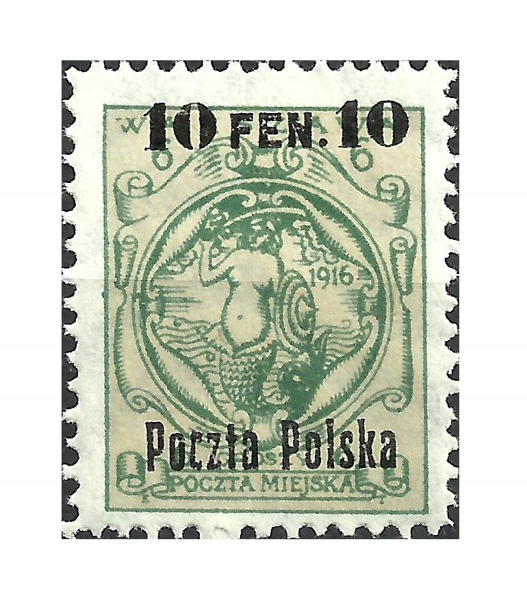 1918 Polska Fi.3 ** POCZTA MIEJSKA WARSZAWY gwar.