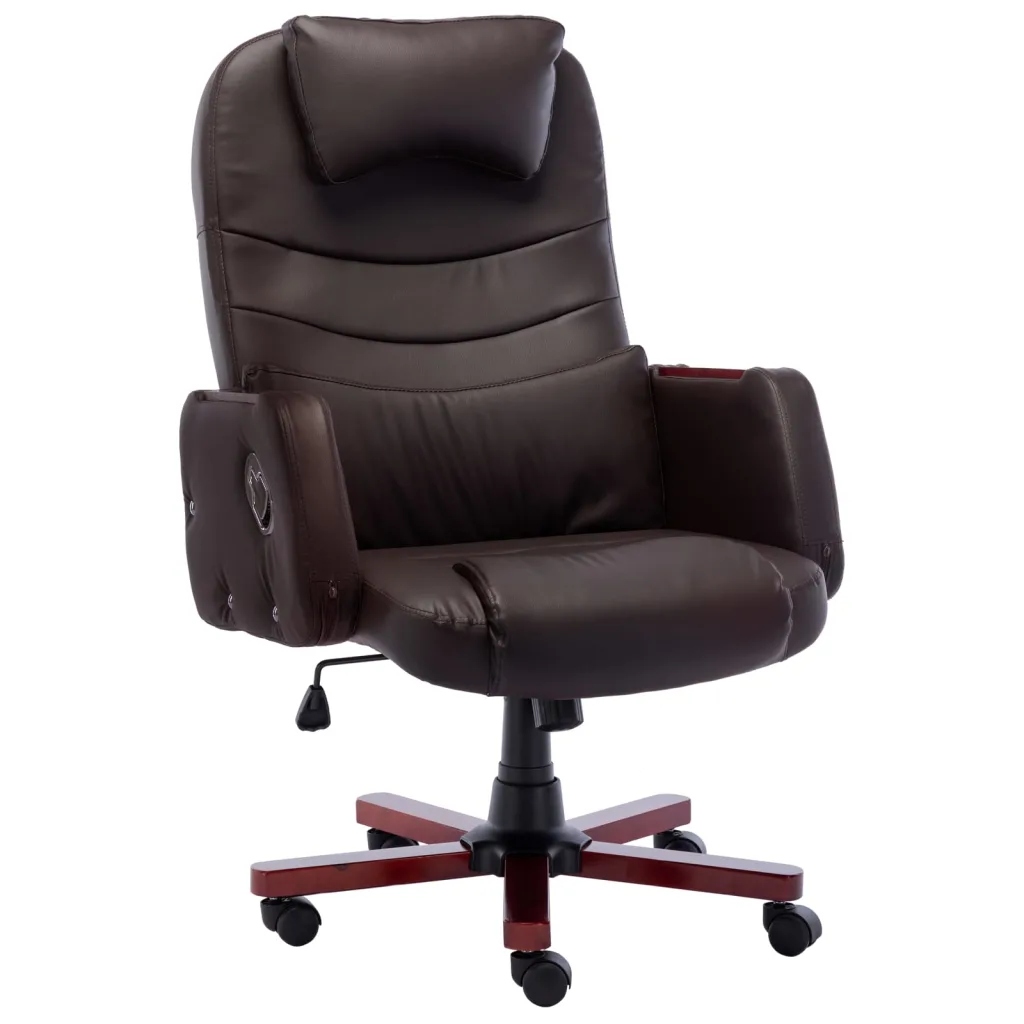 vidaXL Krzesło biurowe, brązowe, obite sztuczną sk