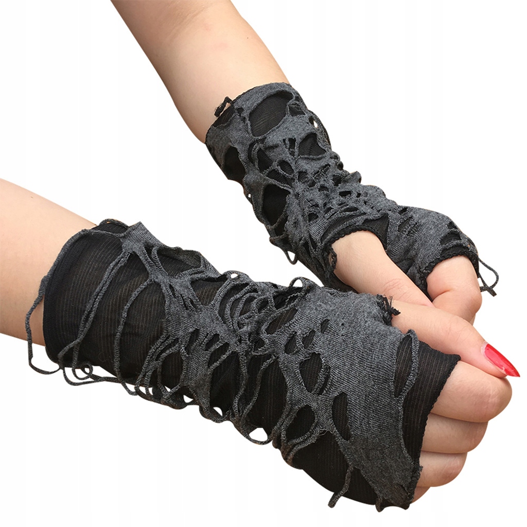 Halloween Steampunk Czarne rękawiczki bez palców