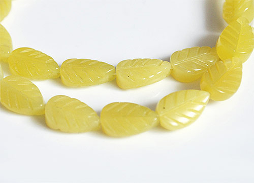 Naturalny JADEIT lemonkowy LISTEK rzeźbiony liść