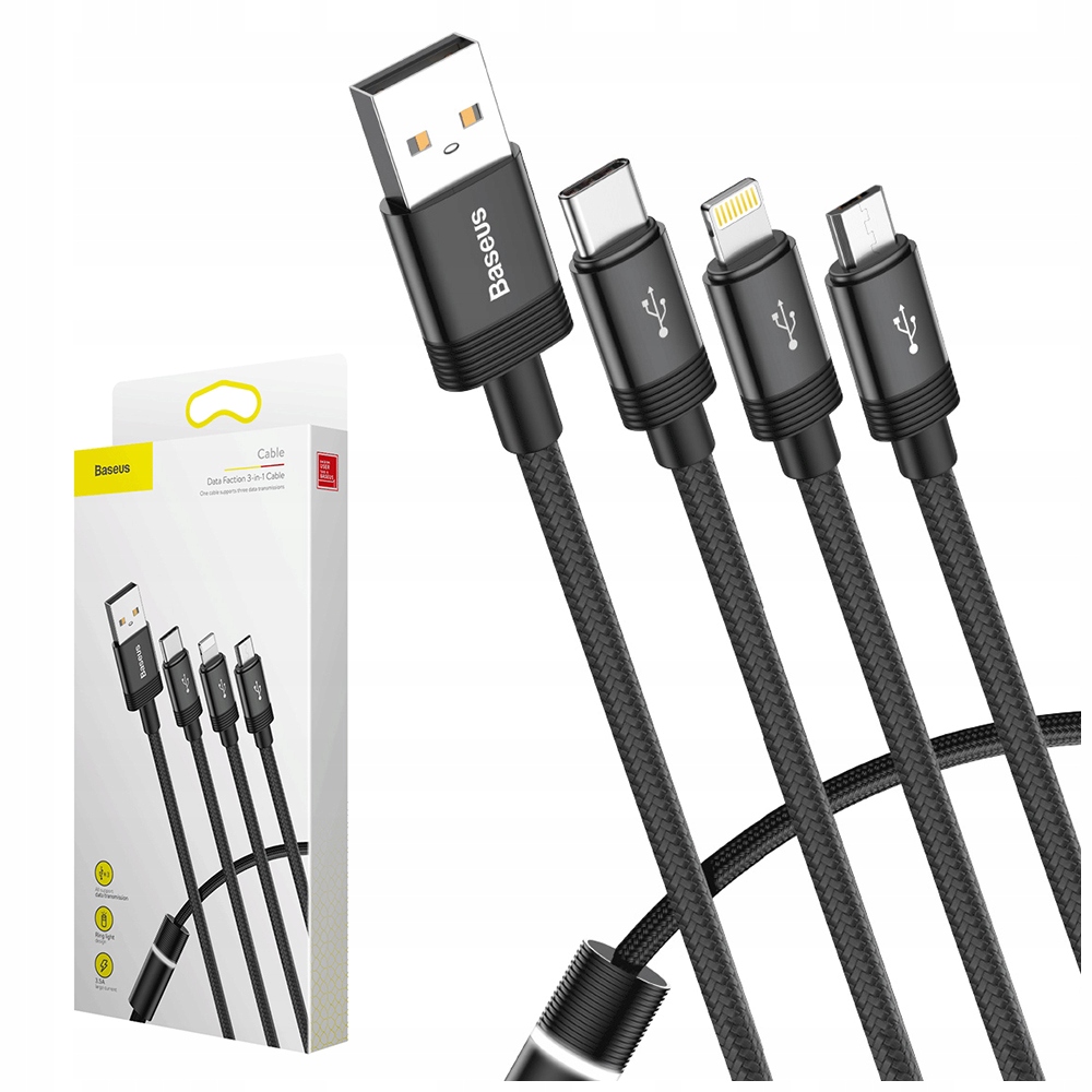 Купить Кабельное зарядное устройство BASEUS 3 в 1 USB-C Micro-USB 3,5 А: отзывы, фото, характеристики в интерне-магазине Aredi.ru