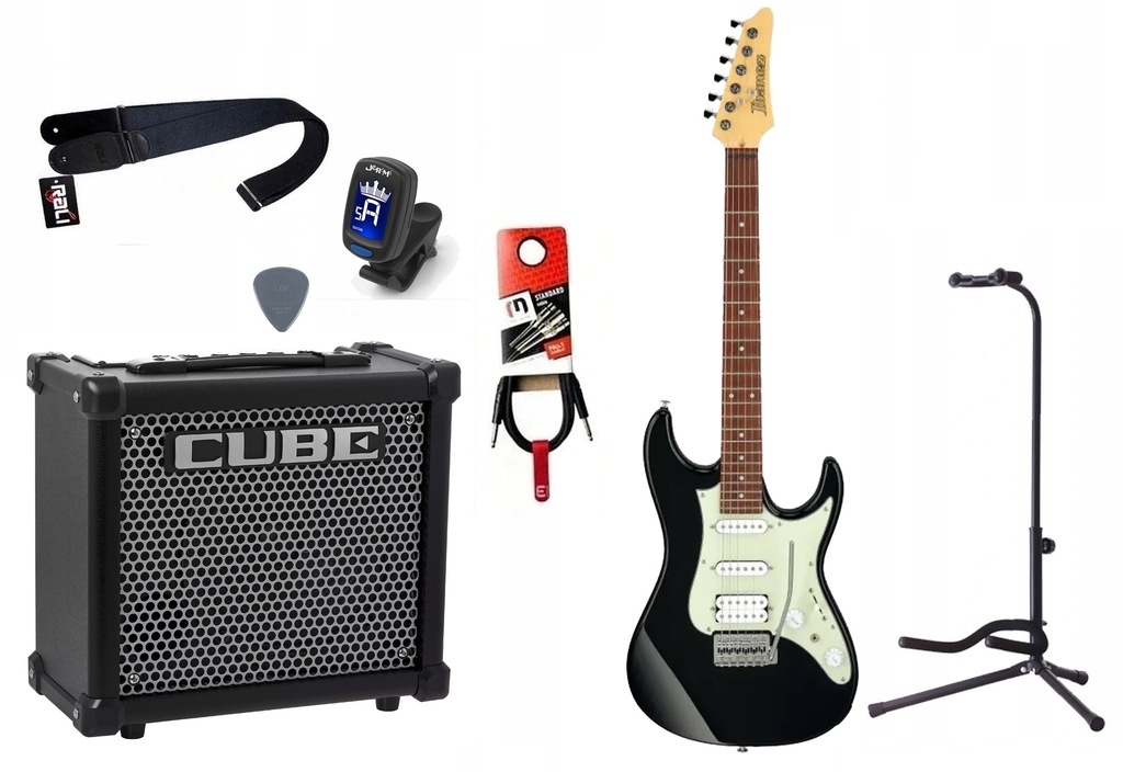 GITARA ELEKTRYCZNA + WZMACNIACZ 10W TUNER ZESTAW