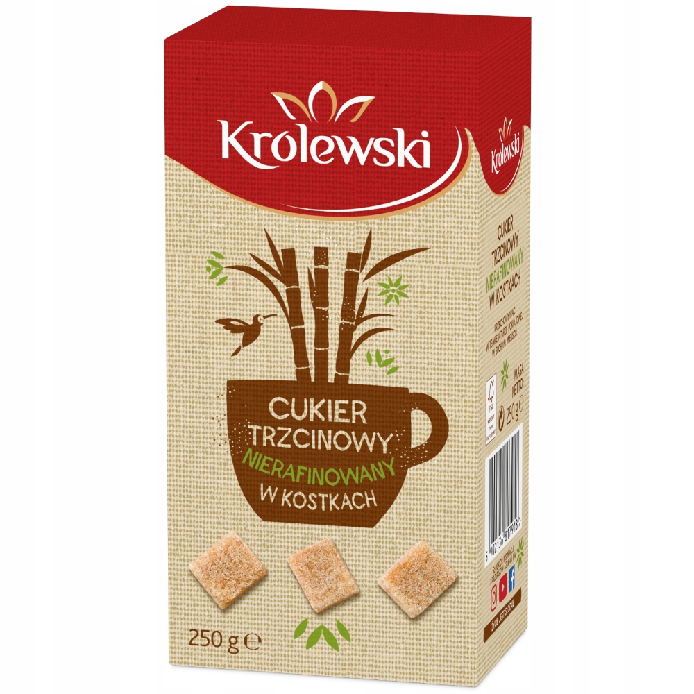 Cukier Królewski trzcinowy brązowy w kostkach 250g