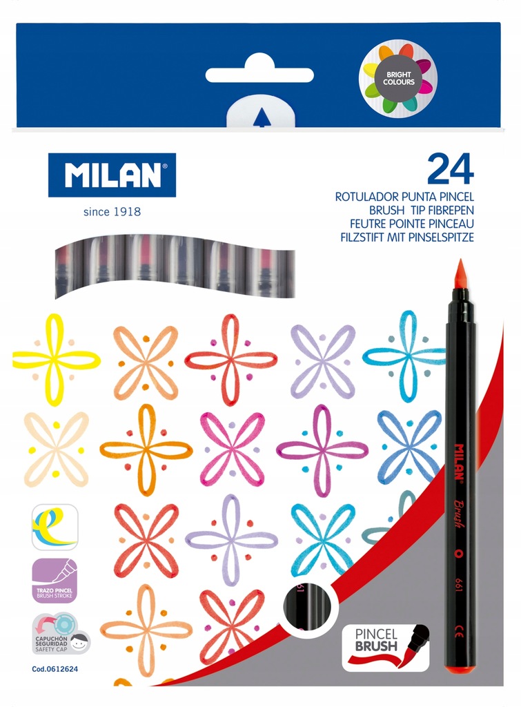 Flamastry Milan brush 661 pędzelkowe 24 kolory w k