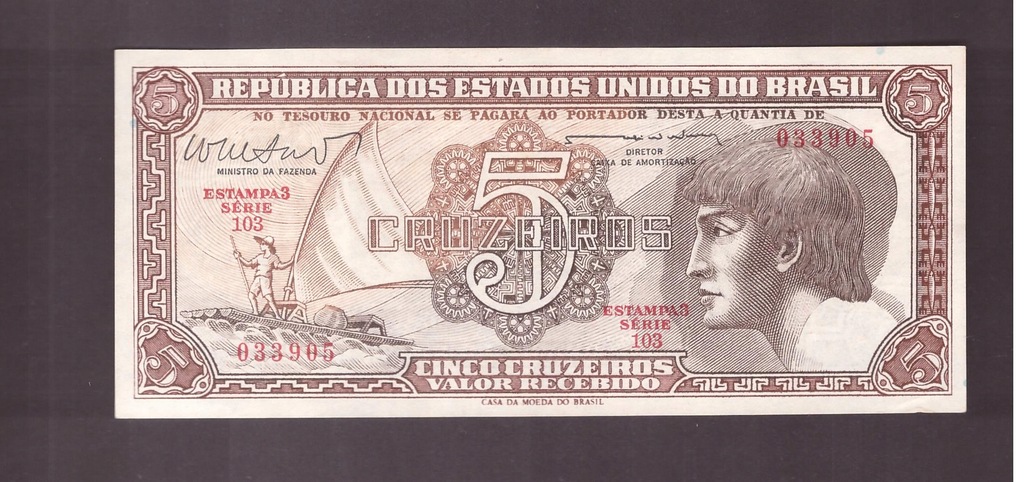 Brazylia - banknot - 5 Cruzeiros