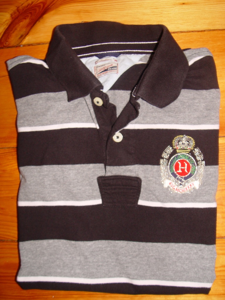 TOMMY HILFIGER DENIM M PASKI SZARO-CZARNE POLO