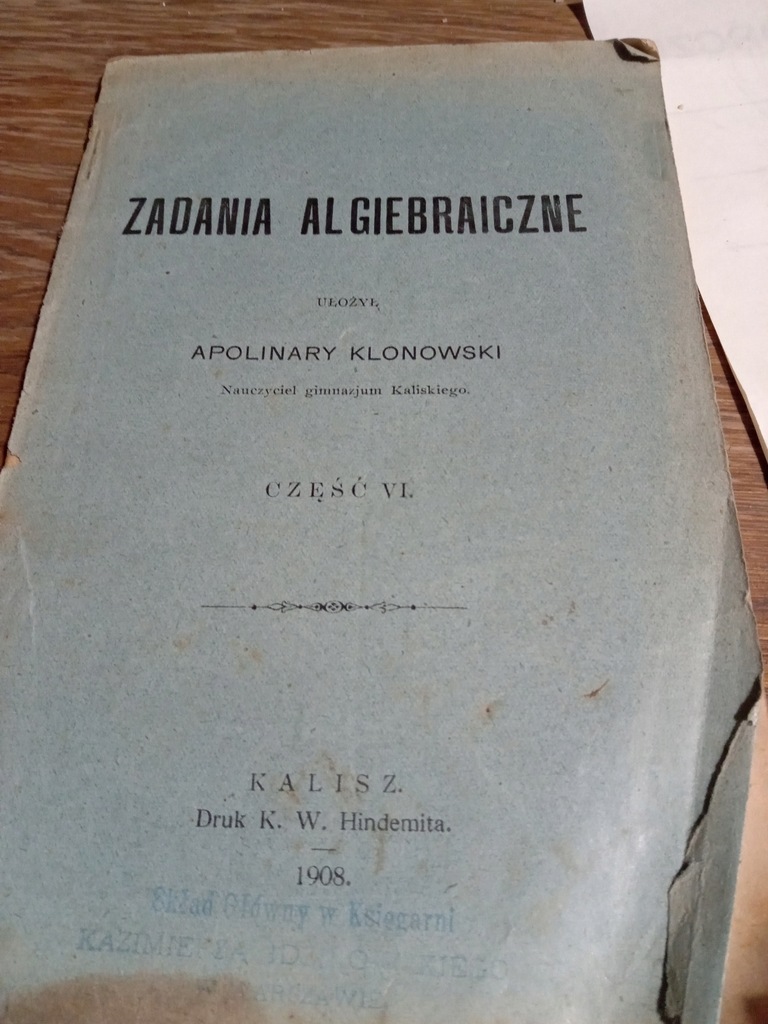 Zadanie Algiebraniczne A. Klonowski 1908