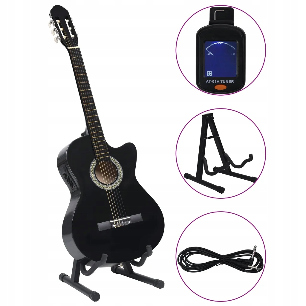 vidaXL 12-cz. zestaw z gitarą westernową, 6 strunami i equalizerem