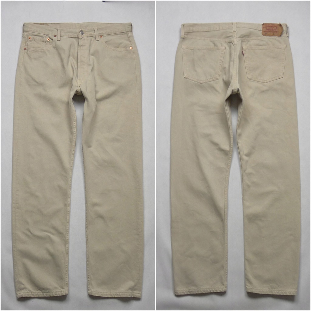 LEVIS 501 beżowe męskie jeansy Levi`s W38 L34