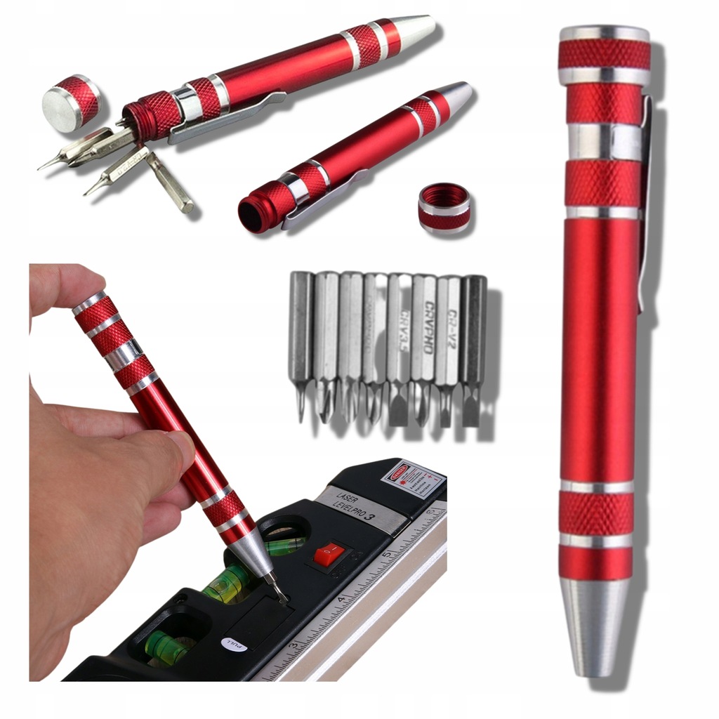 Mini śrubokręt 8w1 wkrętaki proste krzyżakowe