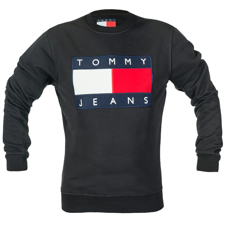 BLUZA TOMMY JEANS męska FLAGA logo CZARNA M