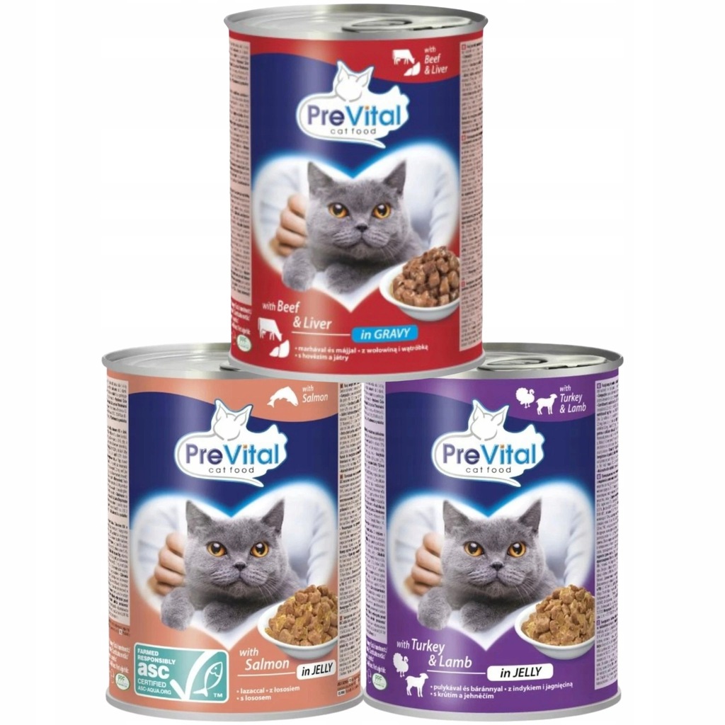 PREVITAL karma mokra dla dorosłych kotów Mix smaków 3x415g