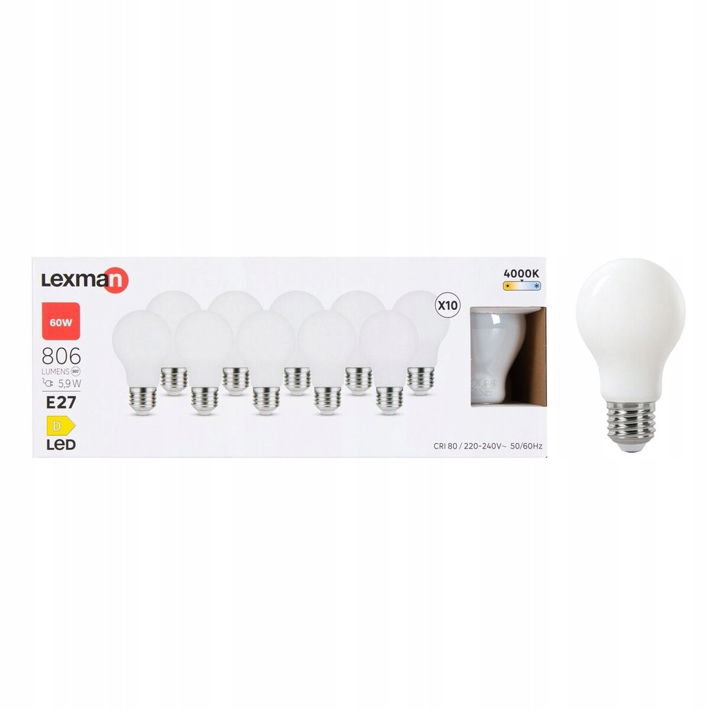 Żarówka Led E27 10 szt. 5,9 W 806 lm Neutralna