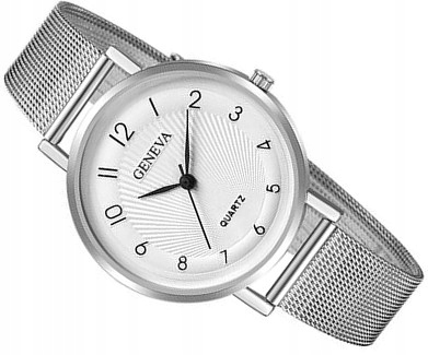 Zegarek Damski Geneva Klasyczny Srebrny