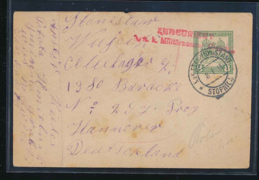 1918 I WŚ, OA, kartka poczty polowej. KUK EPA STOPNICA.