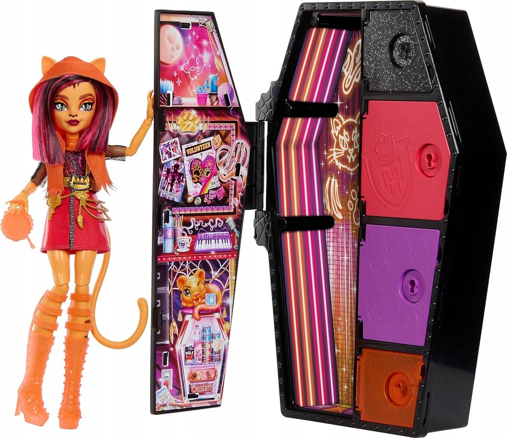 Lalka Monster High Staszysekrety Toralei Stripe Seria 3 Neonowa HNF80