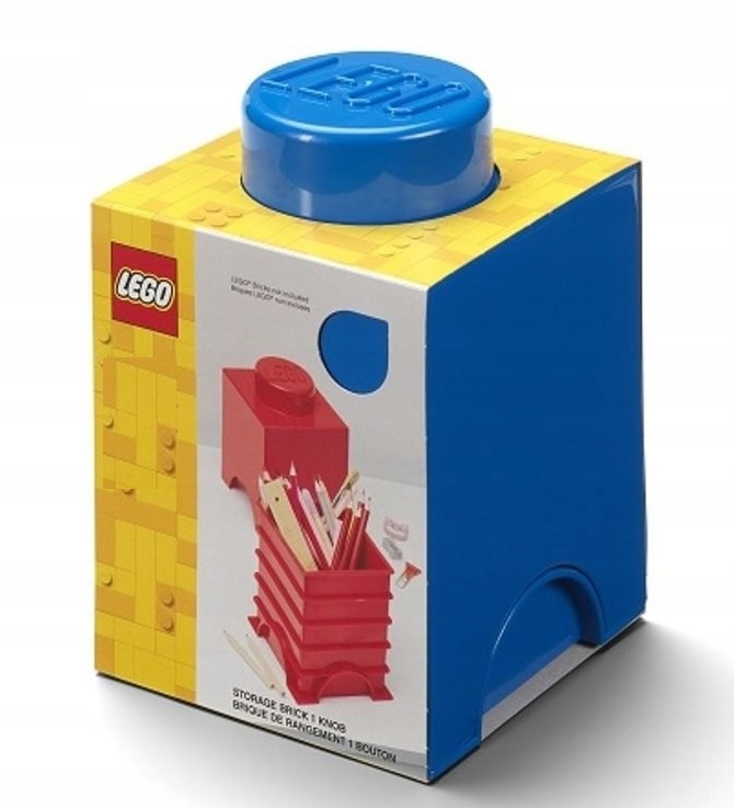 Pojemnik LEGO Storage Brick 1 niebieski Kwadratowy pojemnik