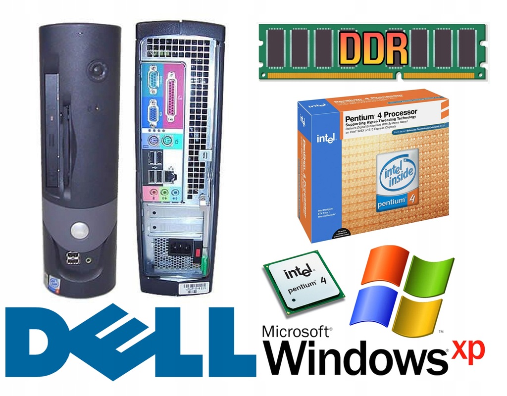 Komputer PC Dell Optiplex GX270 SFF Pentium 4 1GB DDR 250GB RS232 LPT WinXP