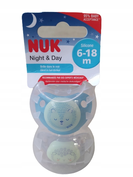 NUK Night & Day Smoczek ortodontyczny 6-18m x2