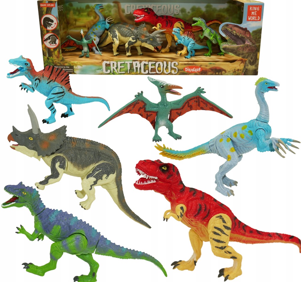 MEGA ZESTAW kolorowe duże DINOZAURY figurki 6szt