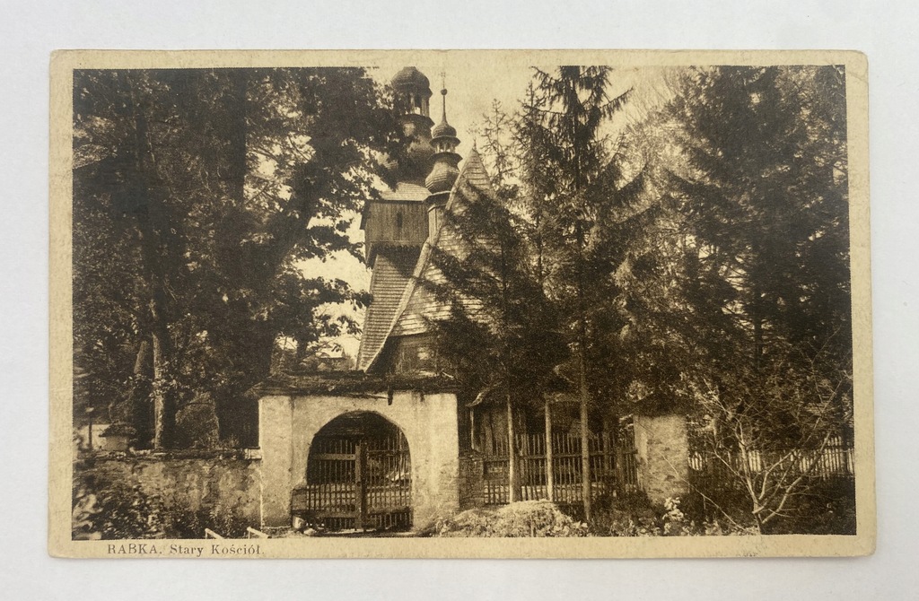 Pocztówka Rabka stary kościół Akropol