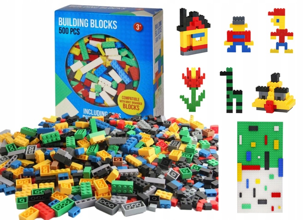 Klocki Kompatybilne z LEGO ZESTAW XXL 500el+PŁYTY
