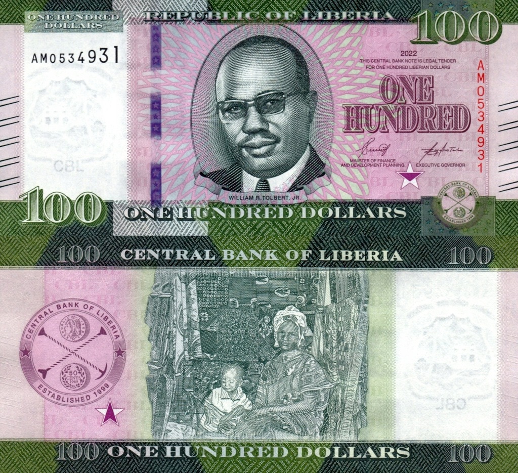 # LIBERIA - 100 DOLARÓW - 2022 - P-NEW - UNC