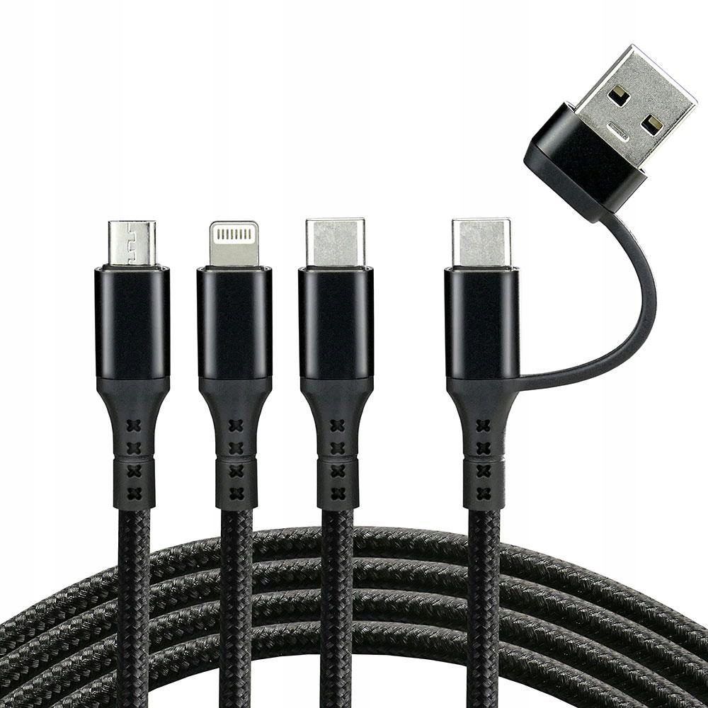 Kabel przewód USB-C / USB 3w1 - USB-C, Lightning, micro USB 120cm