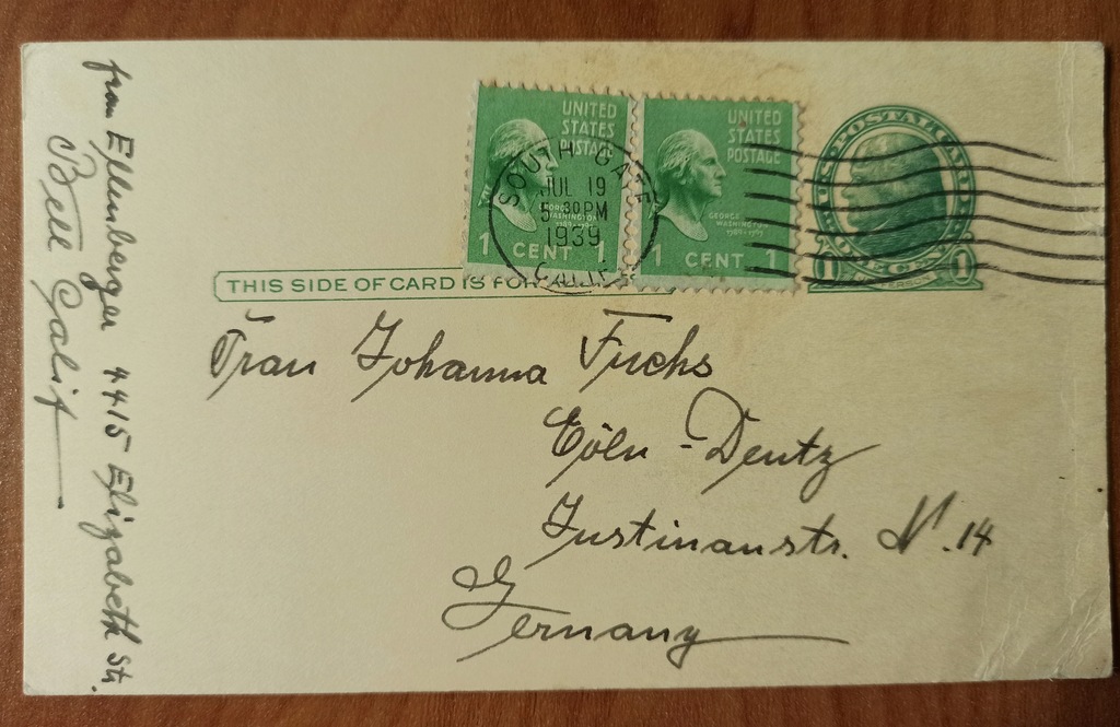 Znaczki George Washington 1 cent, obieg 1939 r