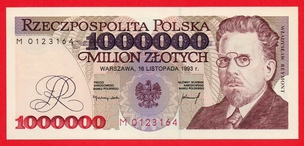 RZECZPOSPOLITA POLSKA 1000000 ZŁOTYCH 1993 P-162a UNC seria M