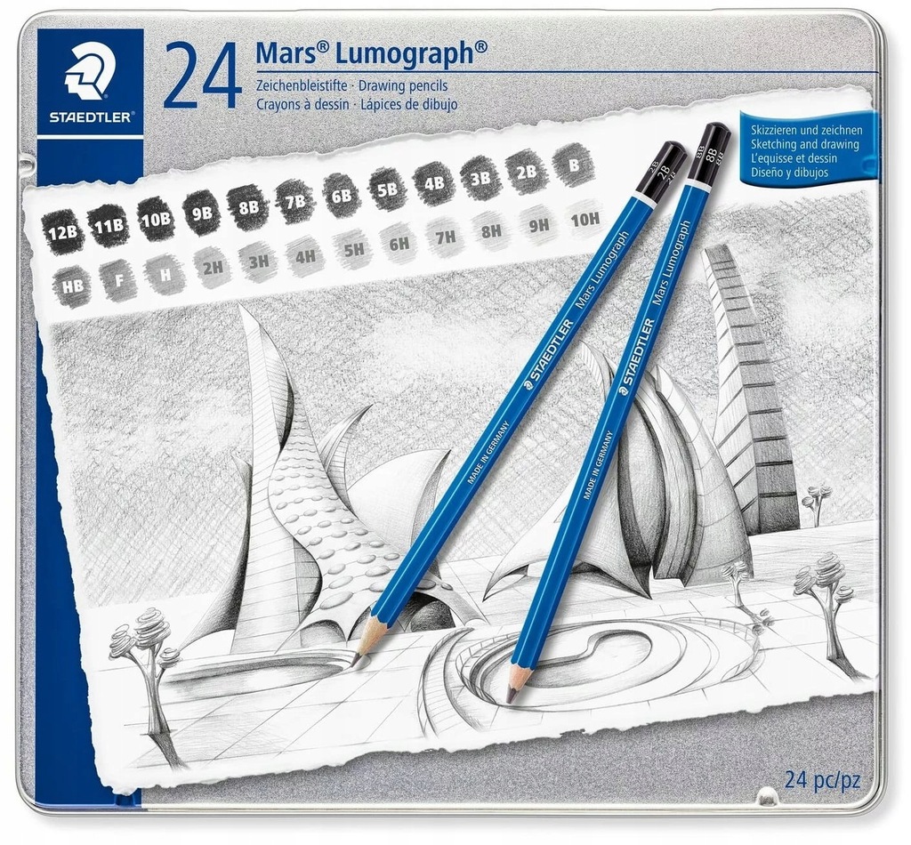 STAEDTLER Zestaw ołówków Lumograph 24 szt 12B-10H
