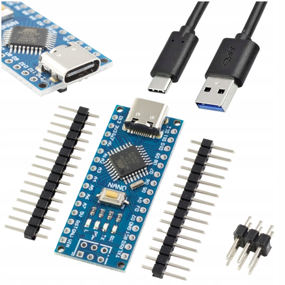 Nano V3 zgodny z Arduino klon USB-C z CH340 ATMEGA328P + zestaw kabel USB C