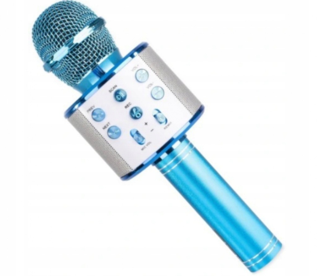 Mikrofon karaoke niebieski podkład Bluetooth spr!)