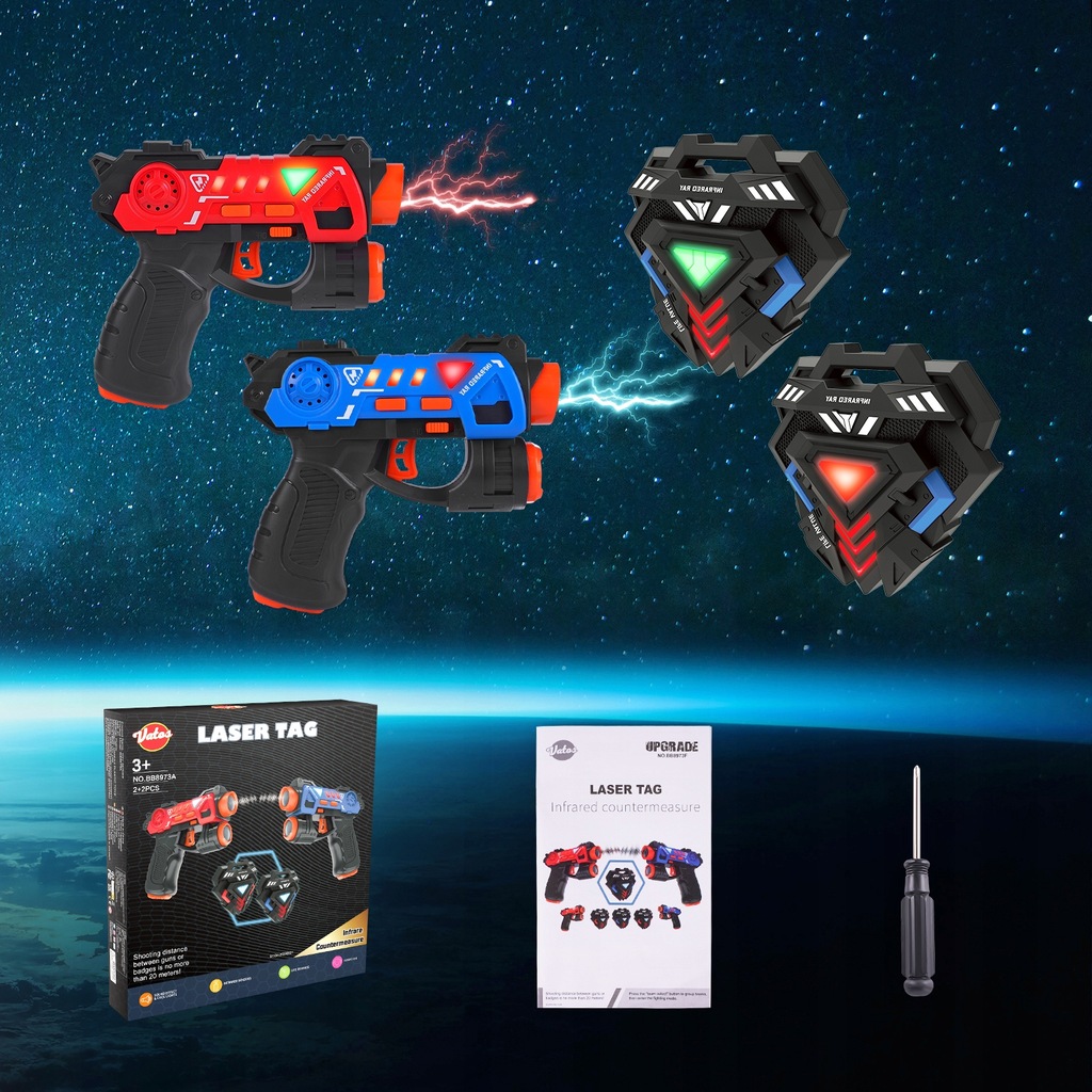 PISTOLET LASEROWY PAINTBALL DLA DZIECI LASER TAG MINI 4 MODE ZESTAW × 2