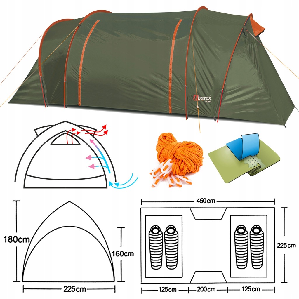 Купить Туристическая палатка Abarqs Gobi 4-х местная 3000мм: отзывы, фото, характеристики в интерне-магазине Aredi.ru