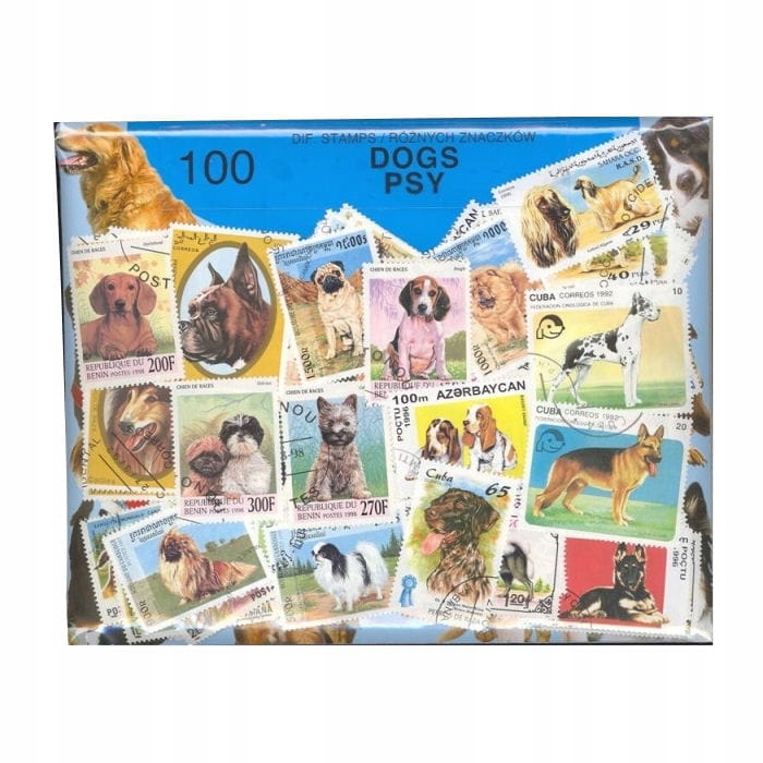 Pakiet 100 znaczków pocztowych - PSY