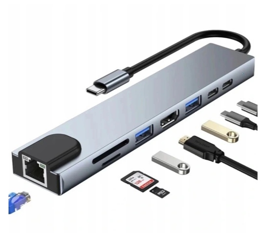 Hub USB BYL-2017L ROZGAŁĘŹNIK 8w1 TYP-C
