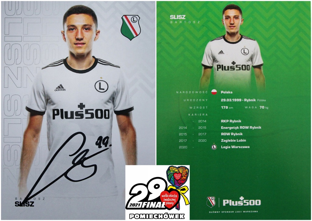 Karta piłkarza z autografem Bartosz Slisz Legia