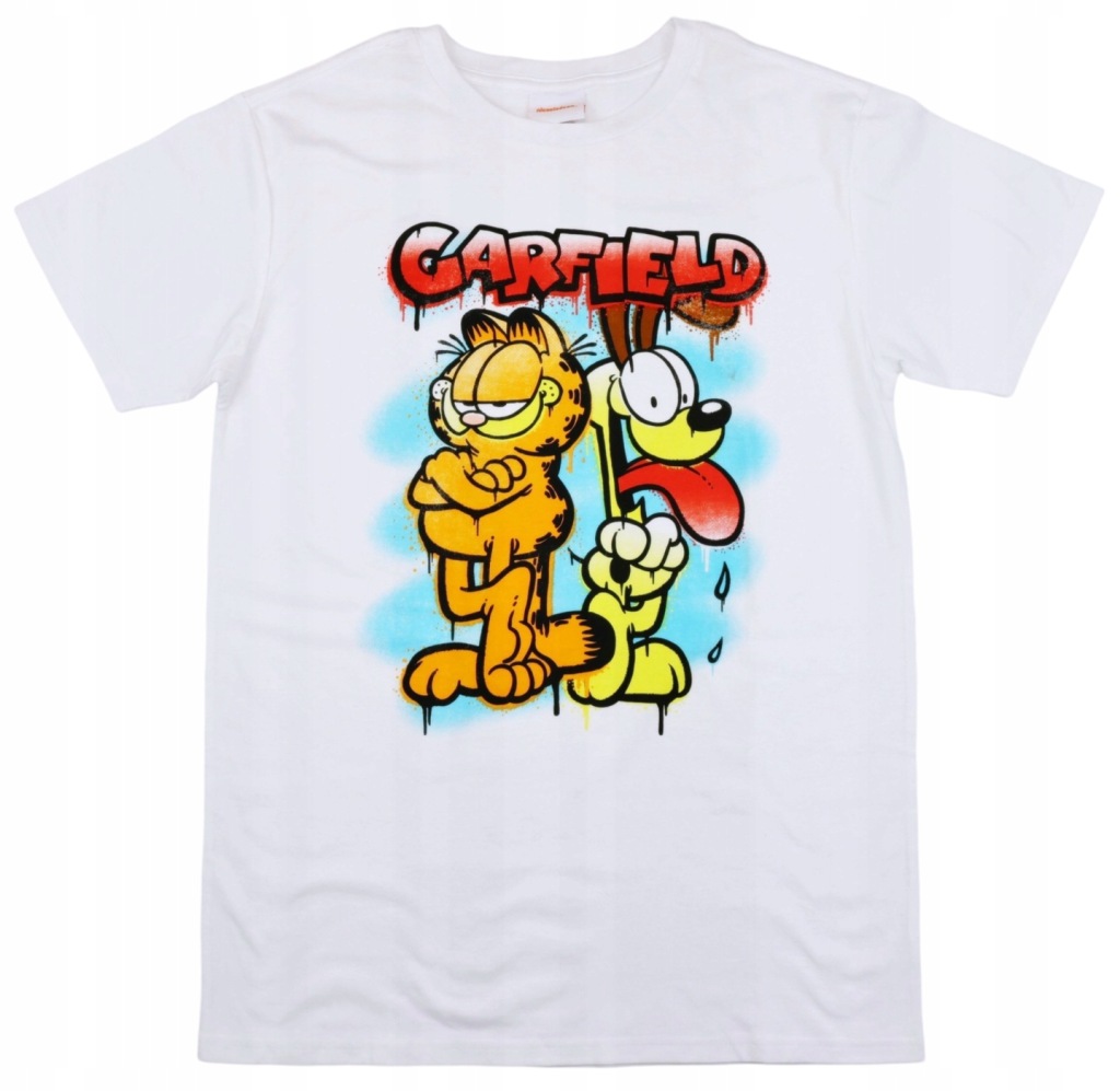 Koszulka męska młodzieżowa T-shirt Nickelodeon GARFIELD r. M Nadruk Biała